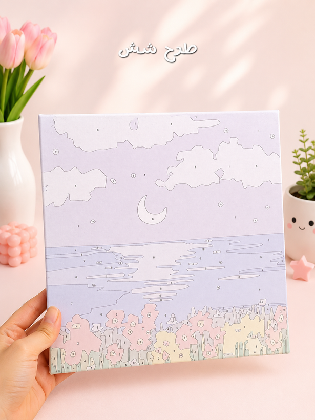 بوم نقاشی آبرنگی طرح منظره و گل 30×30