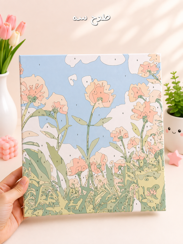 بوم نقاشی آبرنگی طرح منظره و گل 30×30